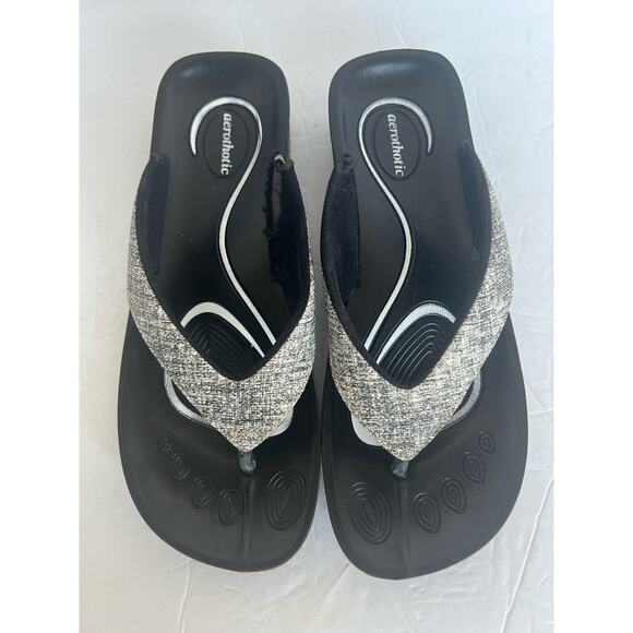 AEROTHOTIC Original Orthotic Comfort Thong Sandal Flip Flops Gray Straps Sz 9 - Picture 3 of 13